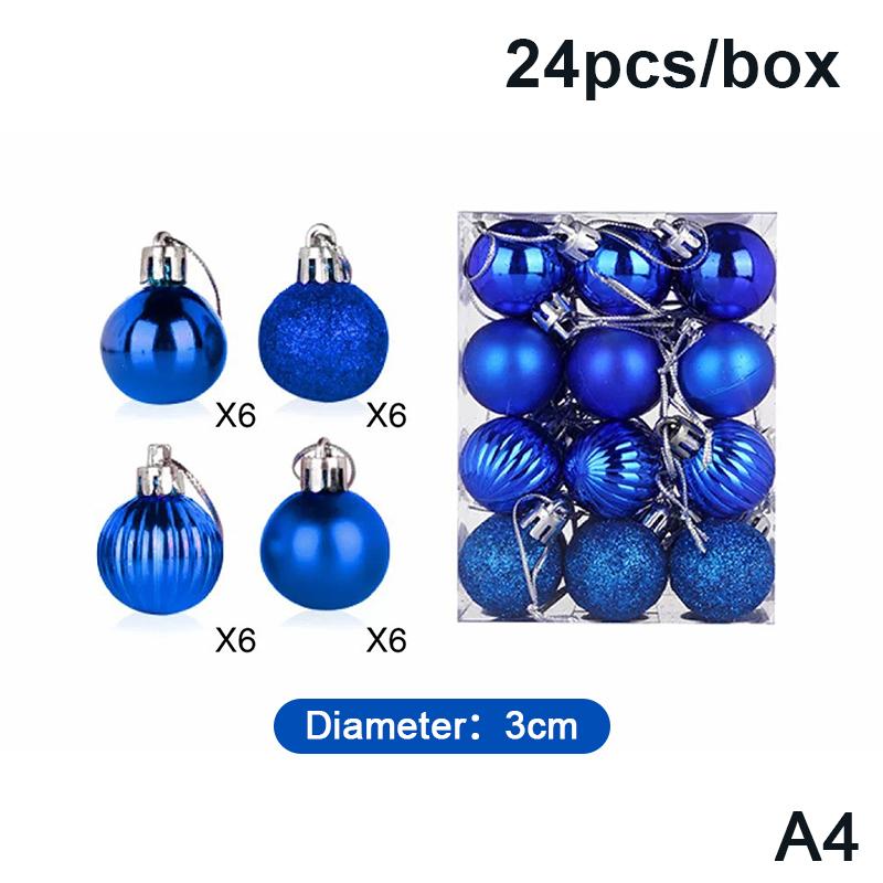 24 Pcs 3Cm Christmas Balls Set Xmas Tree Hanging Pendant Christmas Decoration Home Party Hanging Ornament New Year Decoration