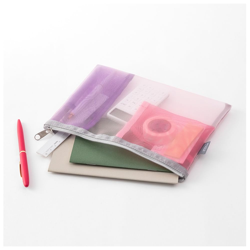 Designphil MIDORI Pen Tool H170 x W230 x Holds B6 53346006 & Pouch, Mesh, Pink, D10mm, Notebooks,