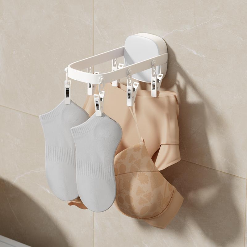 Wall Mounted Drying Rack Laundry Drying Racks Space Saving Drying Rack with 6 Clips 90 Folding Clothes Racks Hanger