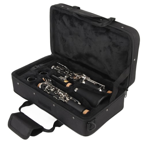 Beginner's Clarinet, Made of Durable Wood, Includes Cleaning Cloth, Bb Key Clarinet, Black