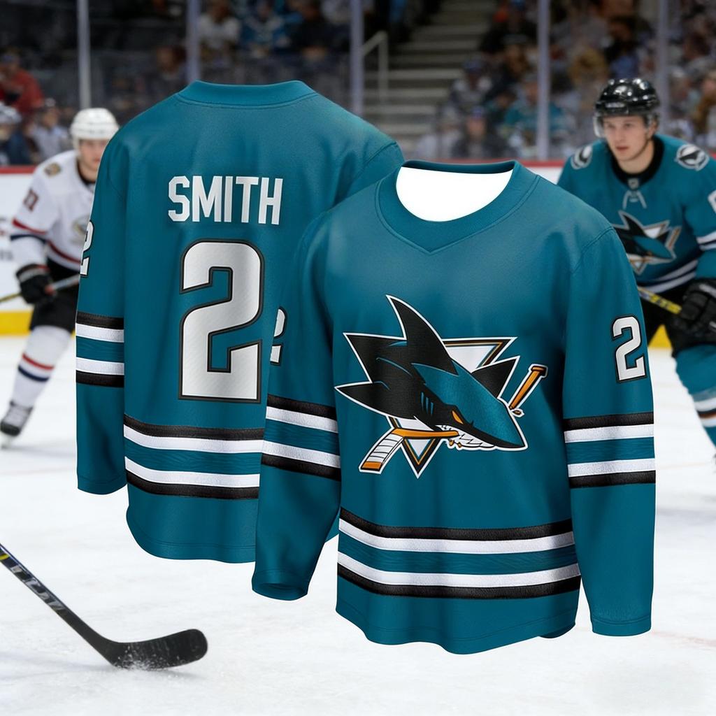 Maglia da Allenamento per Hockey su Ghiaccio più Venduta da Uomo con Stampa 3D del Logo dello Squalo, Traspirante e Asciugatura Rapida, Manica Lunga per Partite Bambini