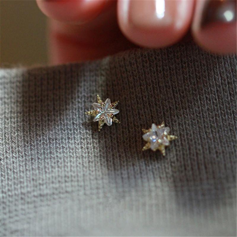 

925 Sterling Silver Mini Zircon Star Earrings for Women Korean 14K Gold Plated Wedding Jewelry Accessories Gold
