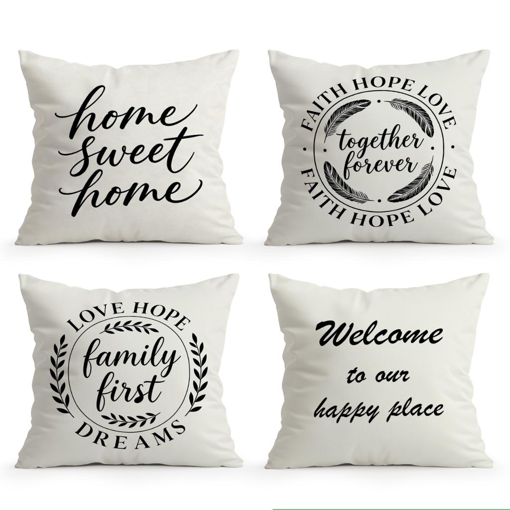 Sweet Home Cushion Pillowcase Printed Polyester 40/45/50cm Throw Pillowcover Decorative Sofa Cushion Pillowslip Home Decor
