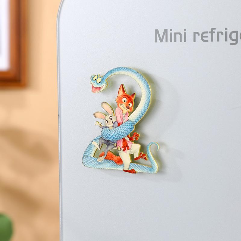 

Cute Animation Fox Rabbit Combination Original Sweet Fridge Magnet Zootopia Christmas Magnetic Metal Fridge Sticker