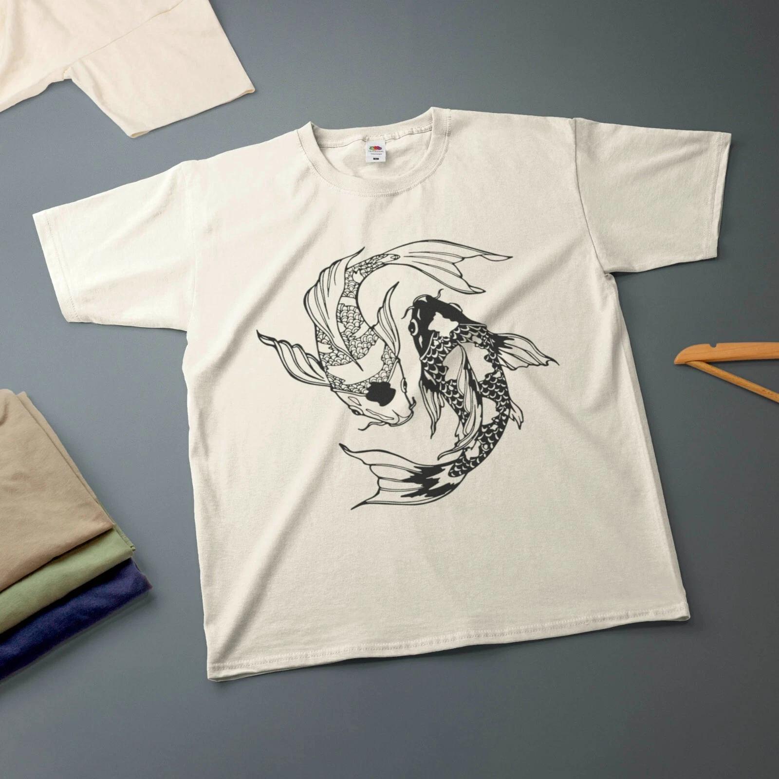 Koi Fish Ink Drawing T-Shirt Various Sizes & Colours Tee 4XL