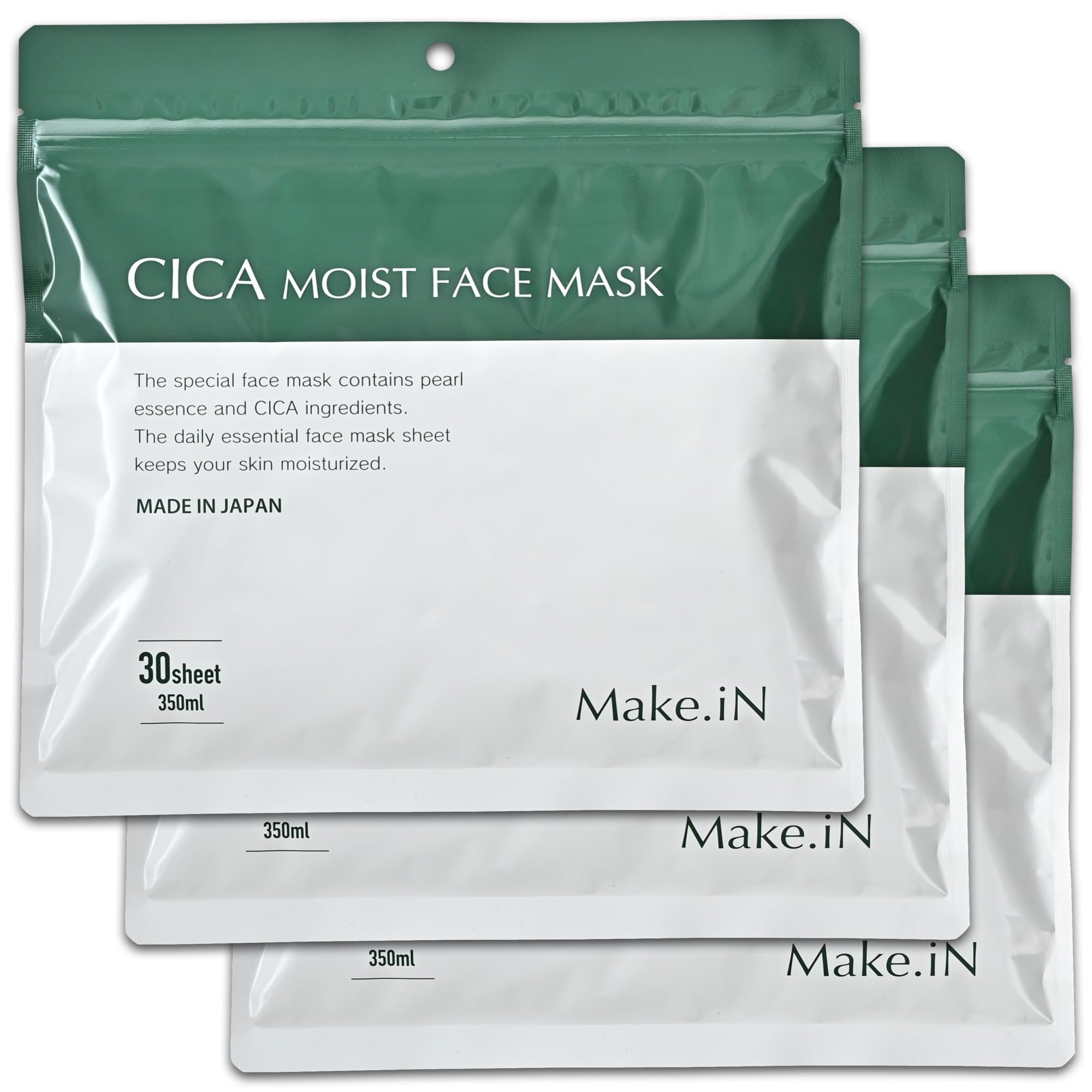 

CICA MOIST FACE MASK 30 листов в упаковке Маска для лица Сделано в Японии Beauty Ingredients Увлажняющая домашняя эстетическая тканевая маска Увлажняющий уход за кожей Make.iN