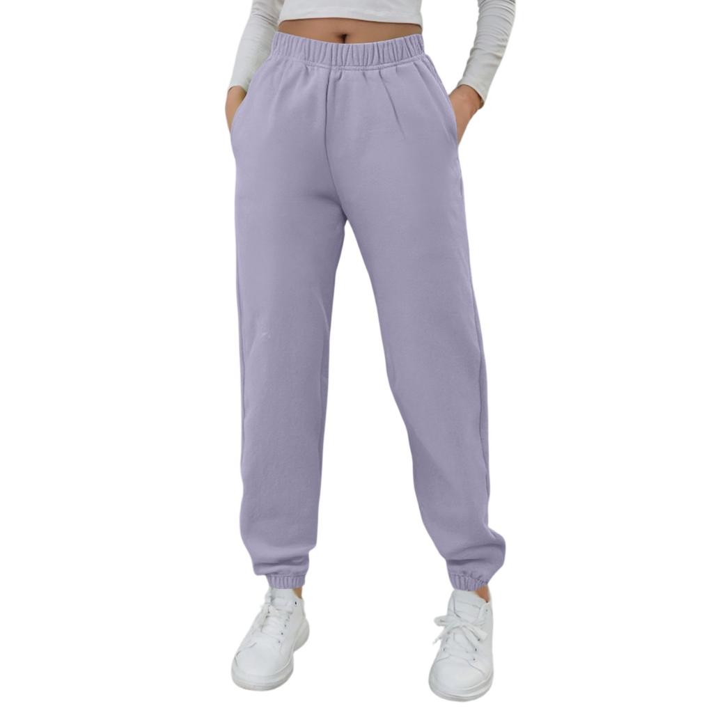 Women's Fashion Sport Solid Color Drawstring Pocket Casual Sweatpants Pants