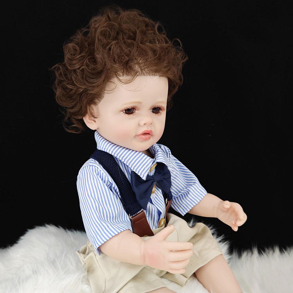 55cm Haartransplantation Simulation Babypuppe Weiches Silikon Viny Reborn Puppen Junge Spielhaus Spielzeug Kinder Sohn Geburtstagsgeschenk