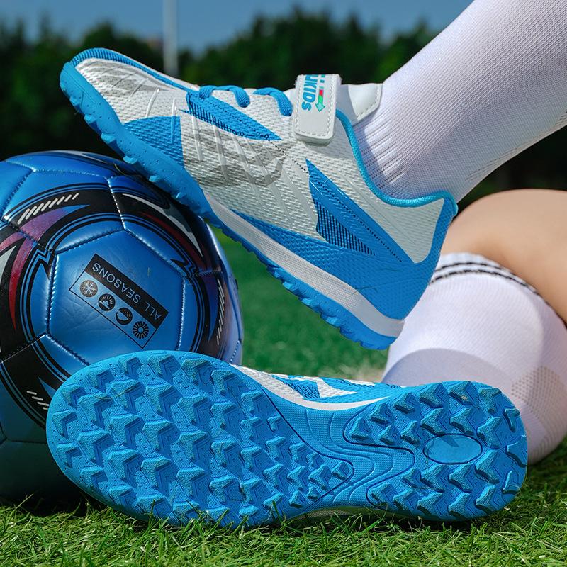 

Children s football shoes Velcro boys and girls tf broken nails artificial turf non-slip teen student training shoes 29