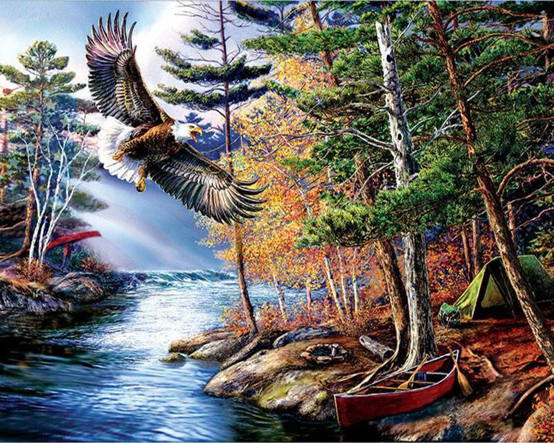 Full Square Round Diamond Embroidery Ocean Northern Lights Snow Landscape Cross Stitch Diamond Painting Animal Full Square New Arrival Home Decoration