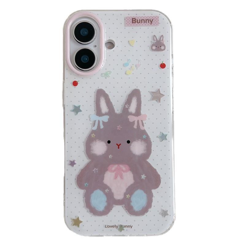 Colorful Stars Rabbit Polka Dot Phone Case for iPhone 17, 16 Pro Max, 15, 14