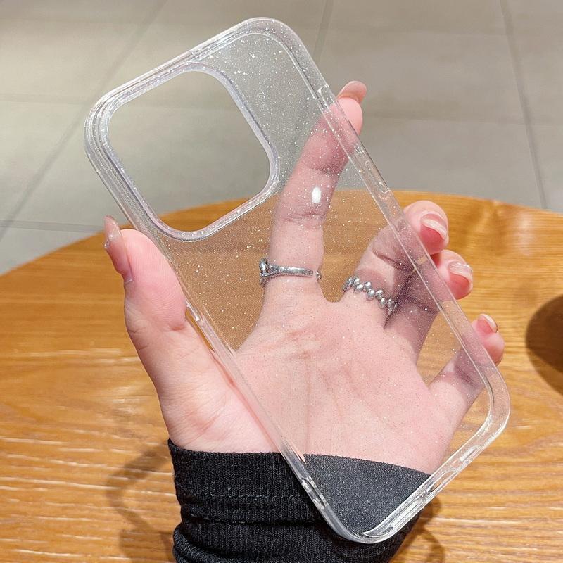 Glitter Clear Silicone Shockproof Phone Case For iPhone 16 Pro Max 15 14 Plus 13 12 11 8 7 X XR XS Max Soft Bling Transparent Phone Shell Cover