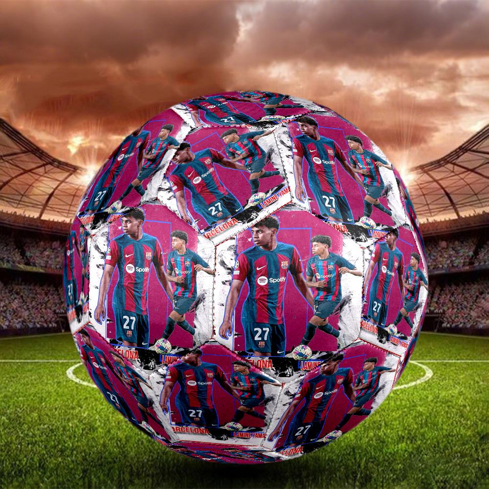 Lamine Yamal 19 Lamine Yamal Fc Barcelona Größe 5 Fußball Maschinengenäht Indoor/Outdoor Training und Spiele Überraschungs-Kollektion Geschenk Perfektes Geschenk für F