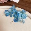 Blue Flower Leaf Dangle Earrings Acrylic Long Drop Earrings For Women Summer Beach Vacation Party Jewelry