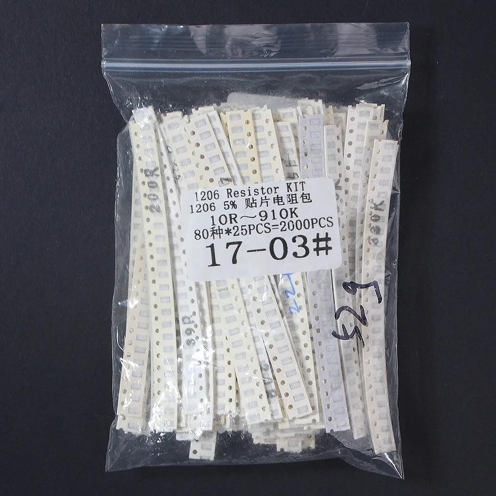 0805 1206 0402 2010 0603 SMD Resistor Sample Assorted Kit 10R~910K Ohm  5% 80 Values Resistance Assorted Set