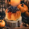 Halloween Pumpkin Ornament Flannel Pumpkin Table Centerpiece Gothic Pumpkin Decoration with Spider for Mantel Dining Table
