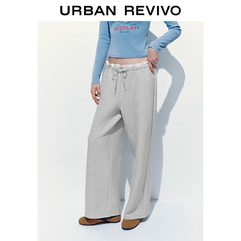 UR 2025 Autumn Casual Colorblock Lace-up Wide-Leg Pants