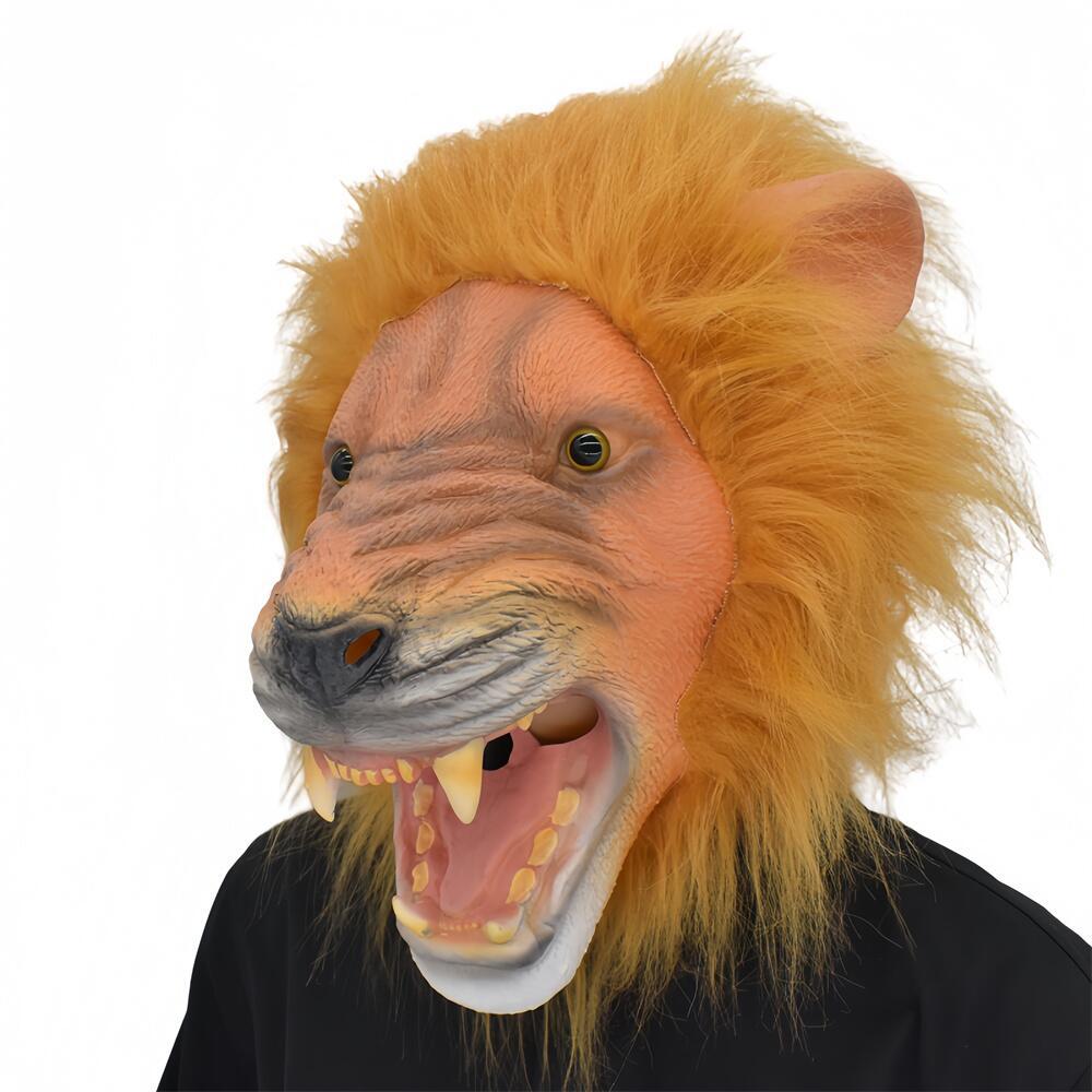 Maschera di Leone Cappuccio di Leone di Halloween Festival della Palla Costume di Carnevale Maschera Facciale Animale Cappuccio di Leone