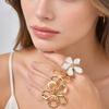 Flower Rings,french Vintage Style 18K Gold Plated Large Hollow Floral Statement Ring Aesthetic Open Brand Jewelry for Women