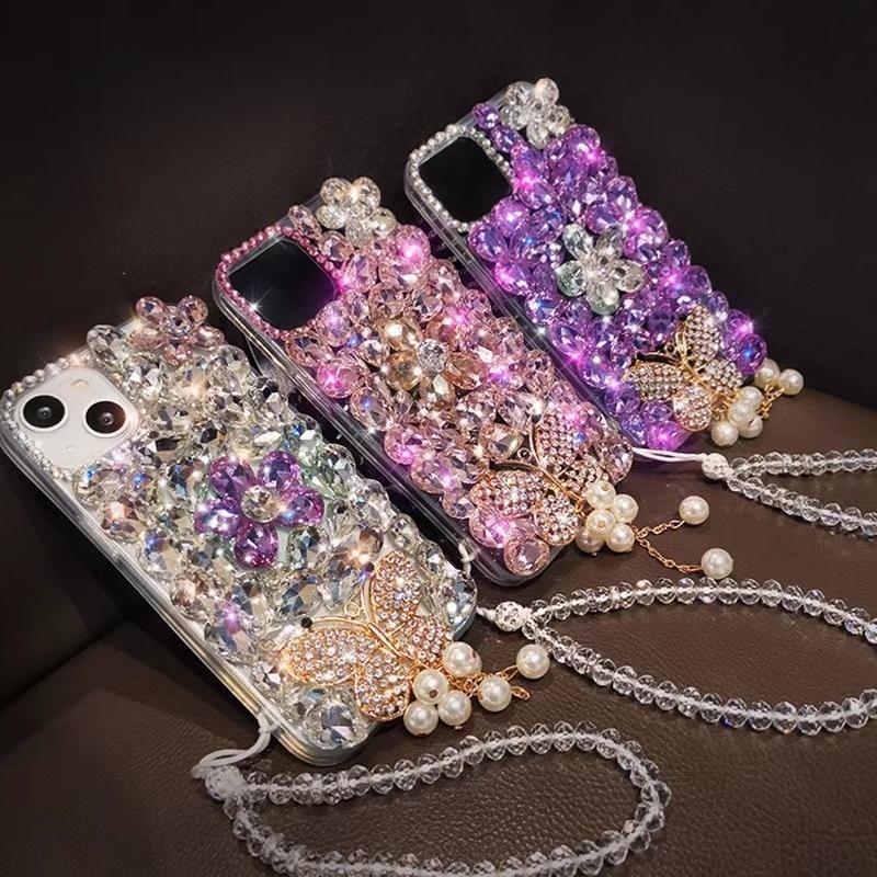 Luxury 3D Bling Rhinestone Crystal Flower Phone Case For Samsung Galaxy A17 A16 A15 A14 A13 A12 A07 A06 A05 A05S 4G 5G