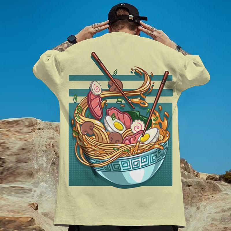 T-Shirts For Men 3d Japanese Lamian Noodles Print Male Clothing Street Harajuku Short Sleeve Oversize T-Shirt Casual O-Neck Tees