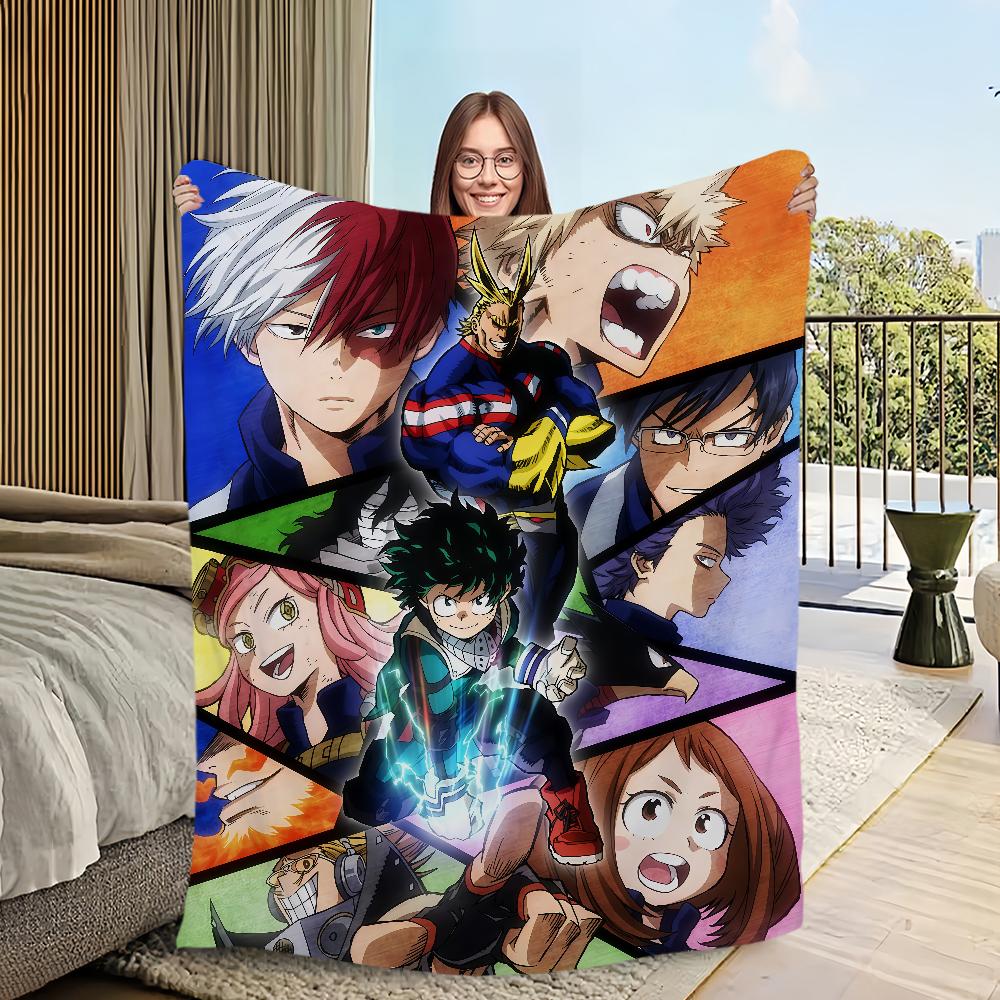 Anime Cool Blanket Flannel Warm Comfort My H-hero A-academia Soft Plush Blanket for Sofa Living Room Office Bedroom Travel Gift