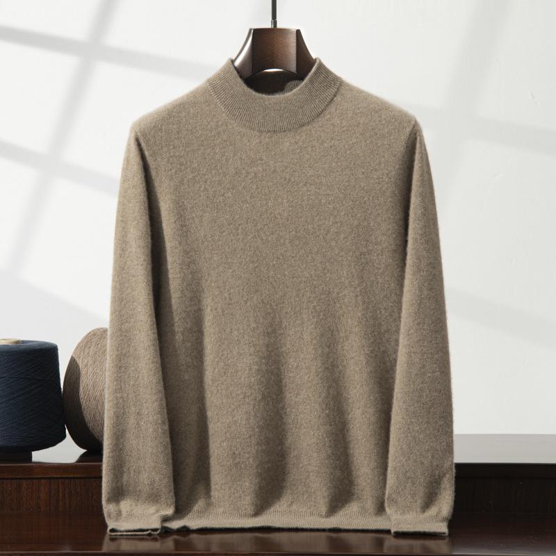 Cashmere shirt semi-turtleneck sweater solid color long-sleeved inner with wool knitting