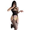 Pure & Sexy Retro Jacquard Bodysuit: Fishnet Stockings, Slimming Lace, Cutout Design Lingerie
