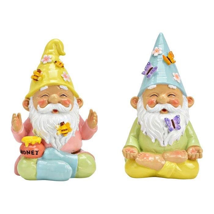 Lot de 2 décorations nains de jardin pot de miel 19 cm