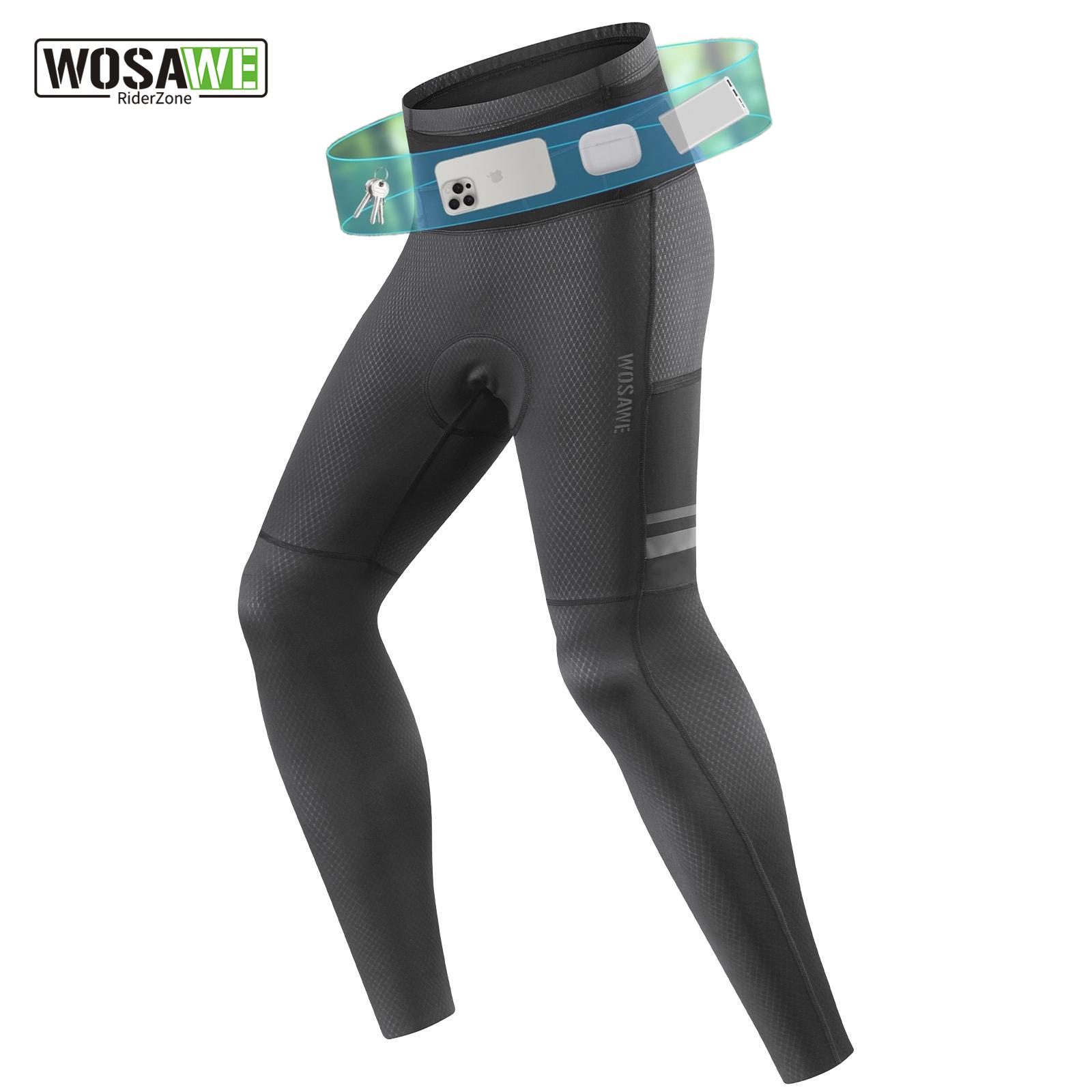 

WOSAWE Men s Road Cycling High Waisted Breathable Sports Foam Padded Night Cycling Pants 3XL чёрный