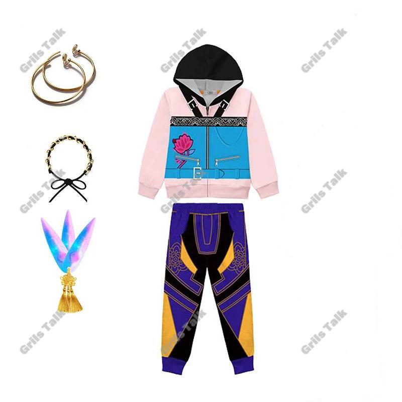 New Girls Outfits Fashion Pop Hoodies Sweatshirt Pants Children's Kids Clothing Halloween Carnival Costumes Set 110-150CM