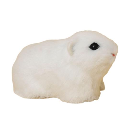 Realistic Hamster Ornament Plush Guinea Pig Model Furry Hamster Replica for Home Desk Shelf Car Interior Decor