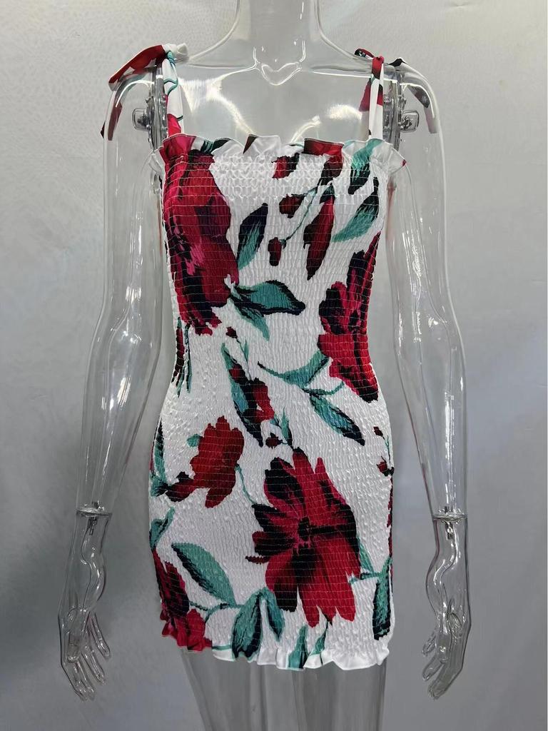 Halter Off-Shoulder Print Bodycon Kleid