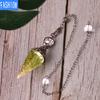 Colorful Crystal Pendulum Bronze Fashion Natural Gravel Resin Spring Hexagonal Cone Pendant