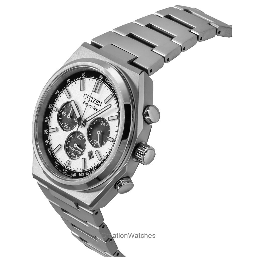 Citizen Zenshin Chronograph Super Titanium Silver Dial Eco-Drive CA4610-85A 100M Men's Watch