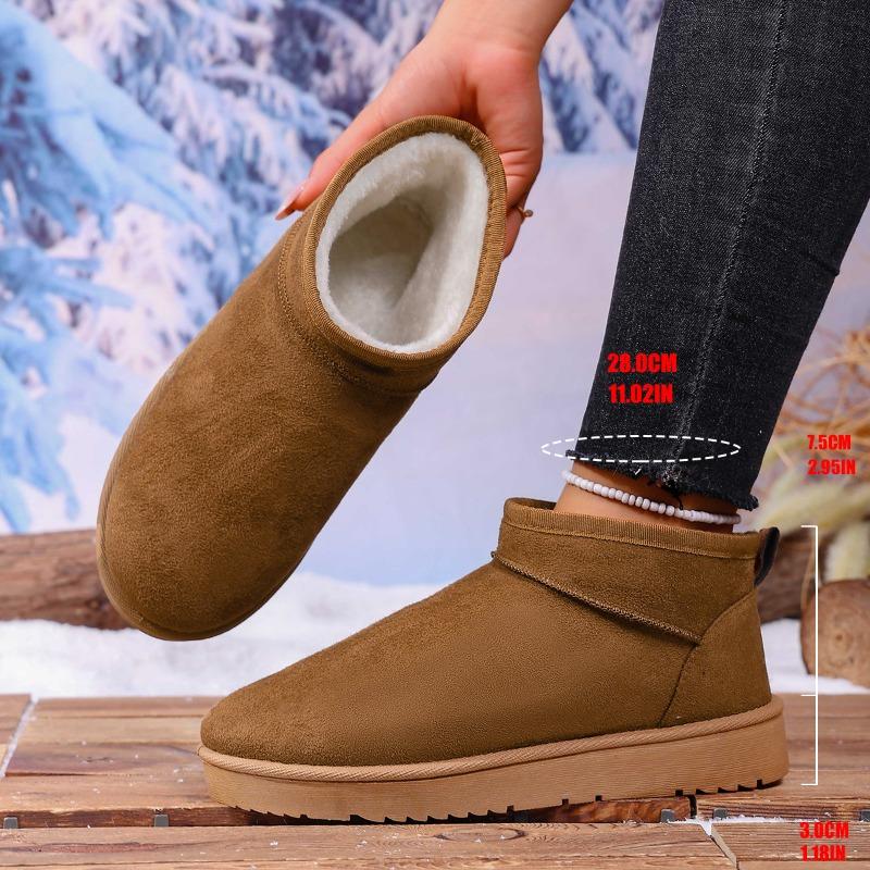 Large Size Snow Boots Women's New Winter Short Boots Flat-bottomed Velvet Thermal Cotton Shoes