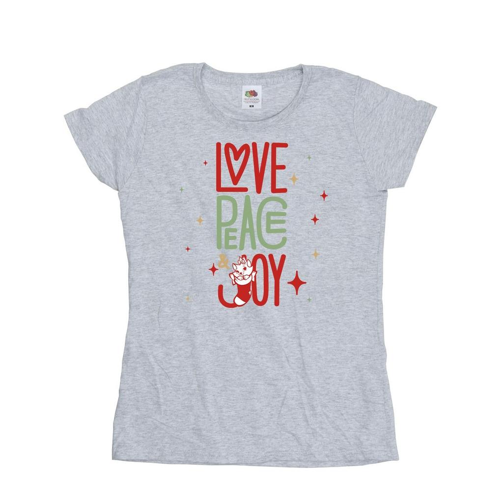 Disney Womens/Ladies The Aristocats Marie Love Peace Joy Cotton T-Shirt