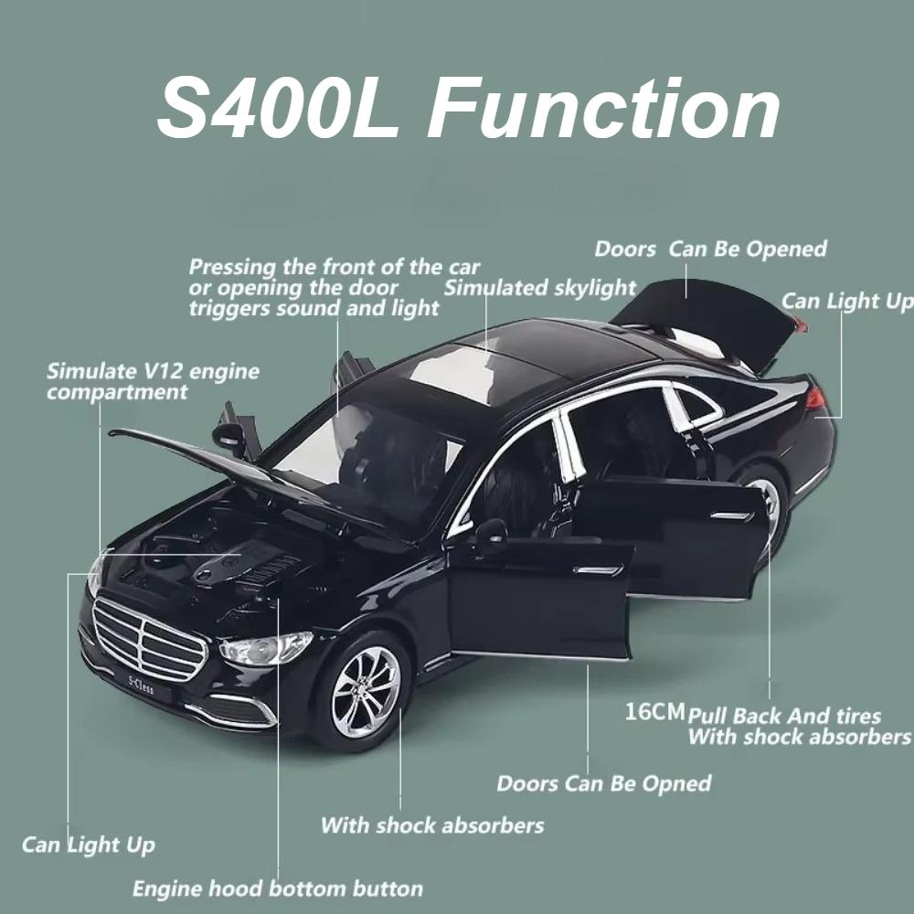 Scale 1:32 SLR 772S S400L Toy Sports Car Model Metal Diecast Sound Light Pull Back Doors Opened Vehicles Models Ornaments Gifts