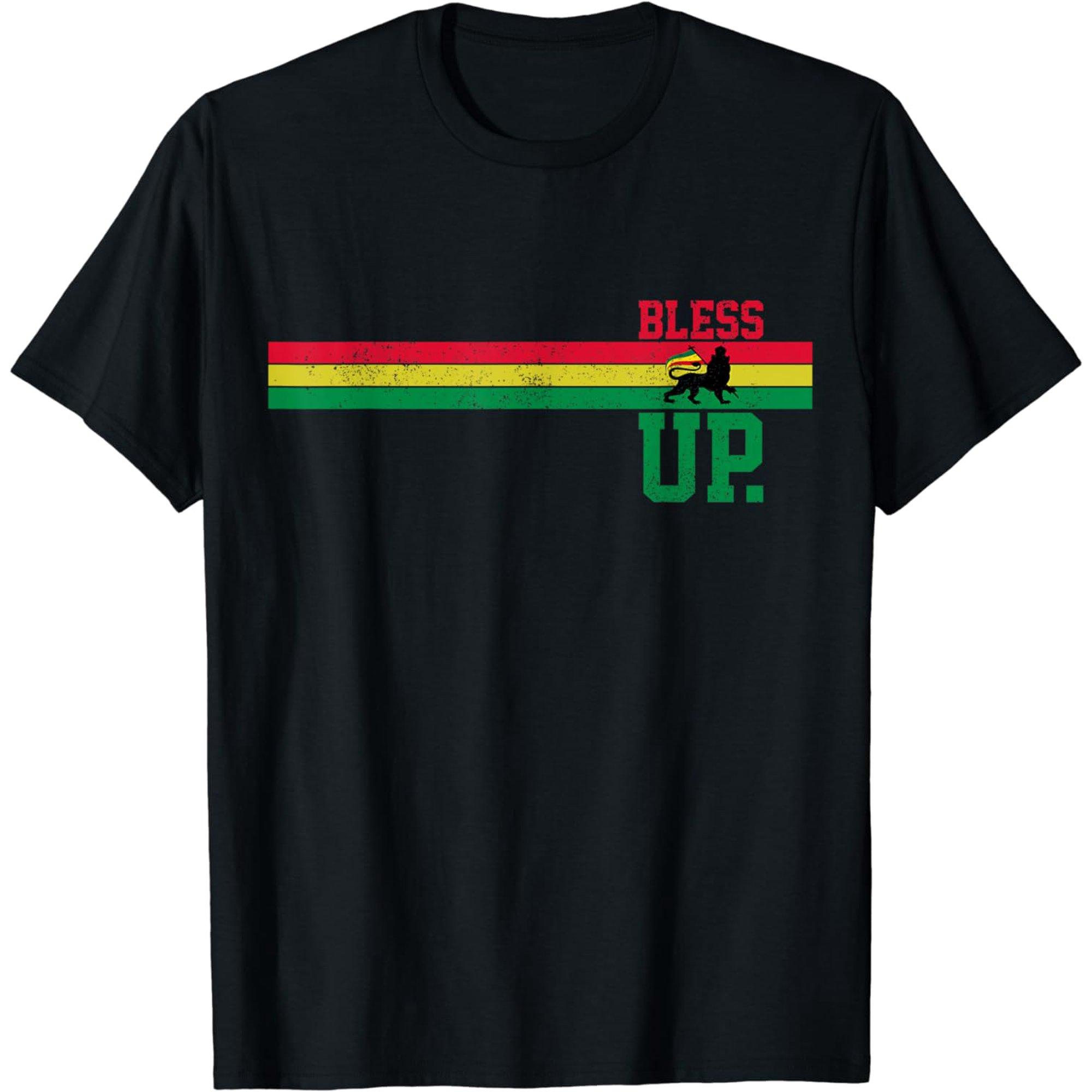 

Reggae Music Rastafari Bless Up Lion Of Judah Rasta Gift T-Shirt 100% Cotton O-Neck Short Sleeve Summer Casual Mens T-shirt -... 5XL