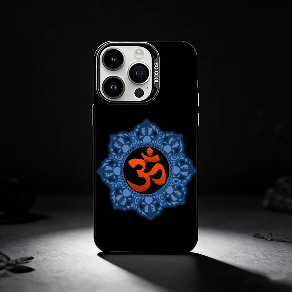

Yoga Aum Om Mandala Elegant Phone Case For iPhone 17,16,15,14,13,12,11 Plus,Pro Max,XS,Colored silver phone case iPhone17air