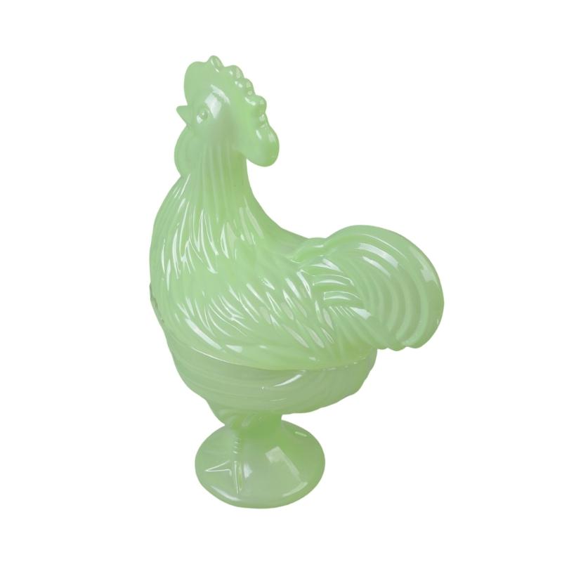 Glass Rooster Sculpture Candy Jar Dish With Lid Multifunctional Covered Bowl Dessert Plate Easter Farmhouse Decors Gift