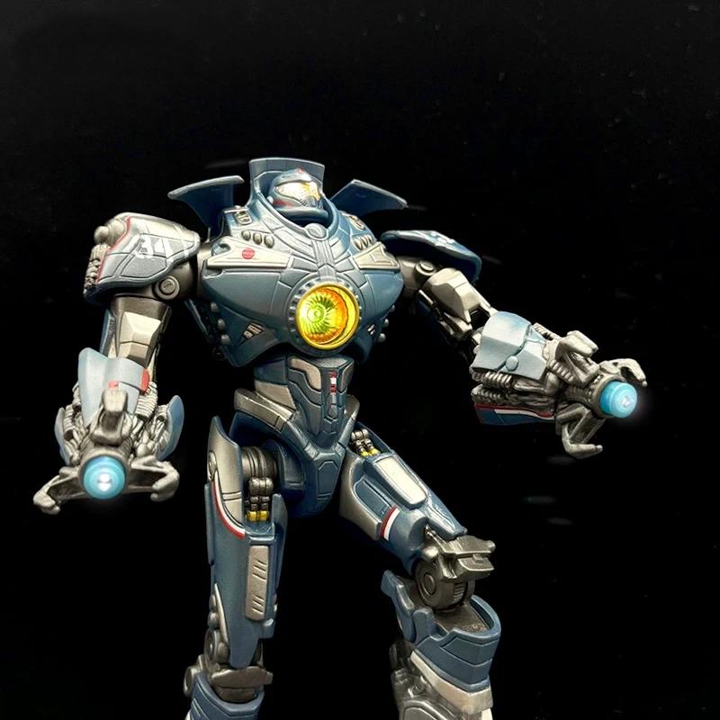 Robot de Science-Fiction Gipsy Danger 20cm Figurine d'Action Éclairée par LED Galvanisée Multiples Accessoires Modèle Méca Jouet Collection Cadeaux