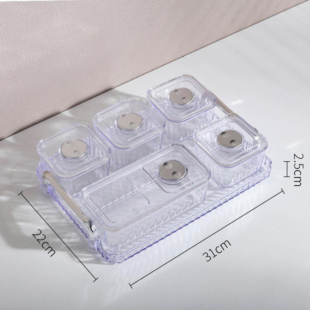 Acrylic Appetizer Tray Divided Serving Platter 5 Removable Snacks Bowls Snack