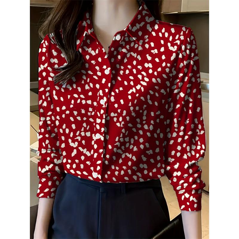 New Women's Lapel Long Sleeve Shirt Casual Loose Hundred Fashion Trend Flower Pattern Ladies Daily Outdoor Travel Clothing