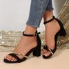 Fashion Women Sandals 2025 New Low Heels Casual Shoes Woman Sexy Open Toe Summer Square Female Ankle Strap Cover Sandals Women