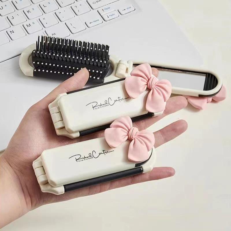 Portable Folding Airbag Cushion Comb with Mirror - Massage & Hairdressing Tool