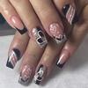 24 Pieces of Chinese Valentine's Day Simple Black and White Silver Graffiti Love Line Design, Wearing Nail Art, Nail Art, Fake Nails