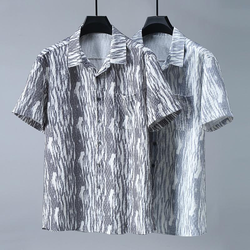 Ανδρικά κοντομάνικα πουκάμισα Summer Fashion Plus Size 4XL-11XL Oversized ριγέ Ανδρικό πουκάμισο