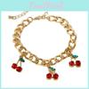 Creative Fashionable Red Cherry Necklace And Bracelet Set With Stunning Rhinestones