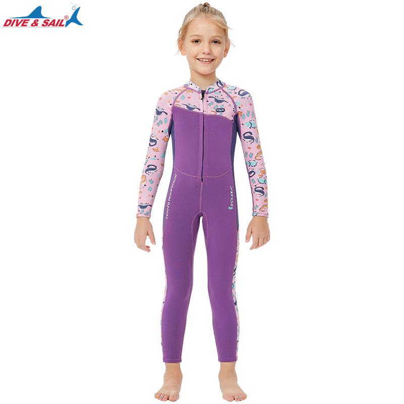 

Новый детский теплый водолазный костюм 2,5 мм, цельный толстый купальник с длинными рукавами для защиты от холода, подводного плавания, серфинга XXL фиолетовый